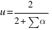 u = 2/{2 + sum{}{}{alpha}}