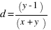 d = (y - 1)/(x + y)
